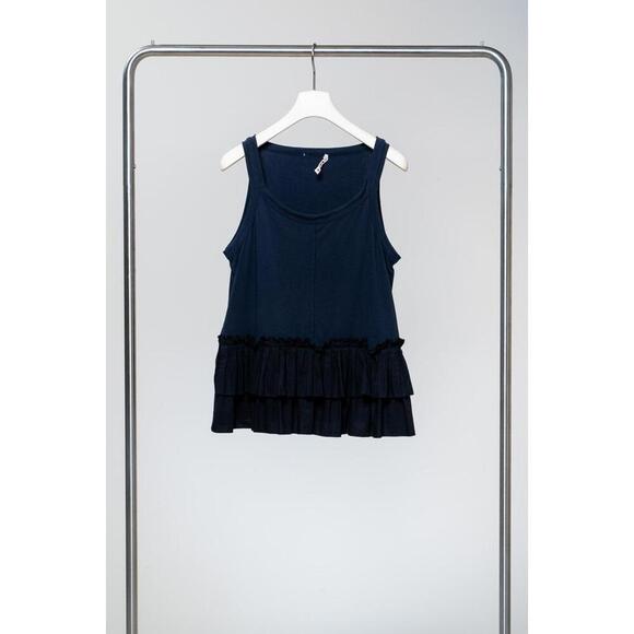 Marni Navy Ruffle Tank Top - Picture 1 of 3